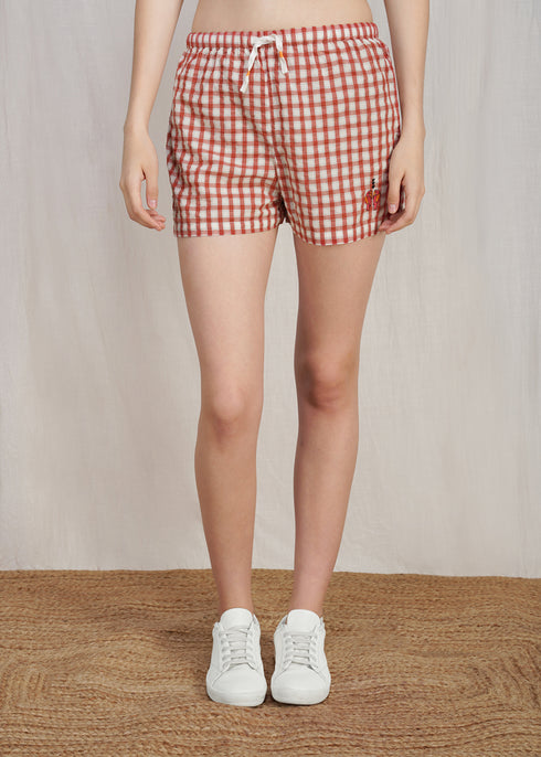 Women's Red Check Bardez Shirt Set Hornbill